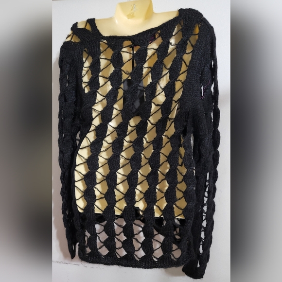 Nwt Custo Barcelona Knitwear Sweater Webbed Open Hollow Knit Vintage Alpaca L 1X - Picture 8 of 11